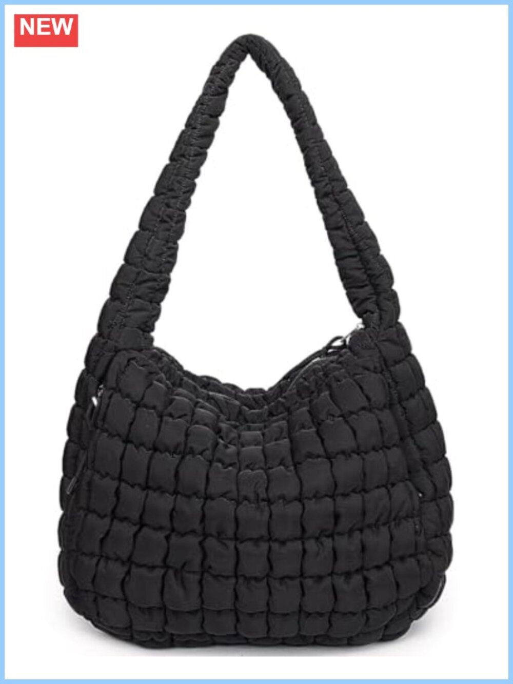 Large Quilted Puffer Tote Bag Lightweight Nylon Shoulder Hobo for Work Gym
